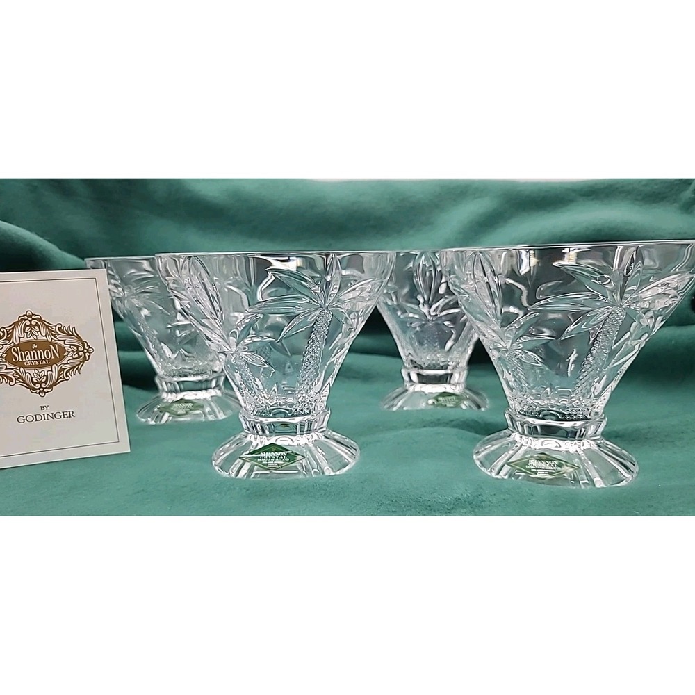 Godinger Shannon Crystal Palm Design Dessert Cup Set of 4‎ Slovakia